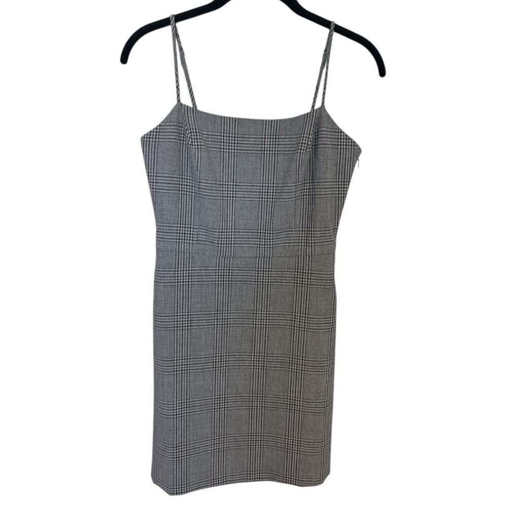 Wilfred Aritzia Isabelle Plaid Mini Dress Gray Black Size 2 Check 90s Sleeveless - Picture 2 of 8